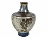 Vase en céramique de René Buthaud, décoré d'un arbre stylisé et de motifs bleus.