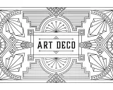 Un cadre rectangulaire orné de motifs géométriques symétriques, évoquant le style art déco. Le centre affiche le texte "ART DECO".