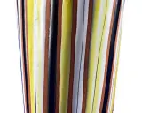 Vase rayé aux couleurs vives, un style typique de Roger Capron, évoquant la joie et l'été.