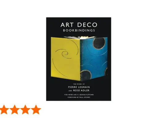 Couverture du livre "Art Deco Bookbindings" présentant une reliure bicolore jaune et bleue, œuvre de Pierre Legrain.